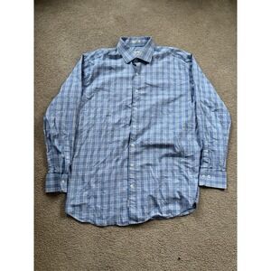 Peter Millar Button Down Men's Extra Large Blue Orange